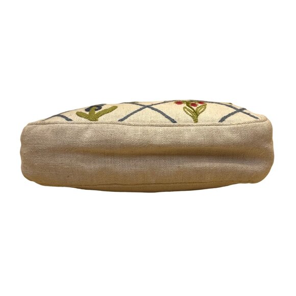 Custom House of Needle Arts Women’s Grey Floral Embroidered Linen Bermuda Bag - Picture 5 of 6